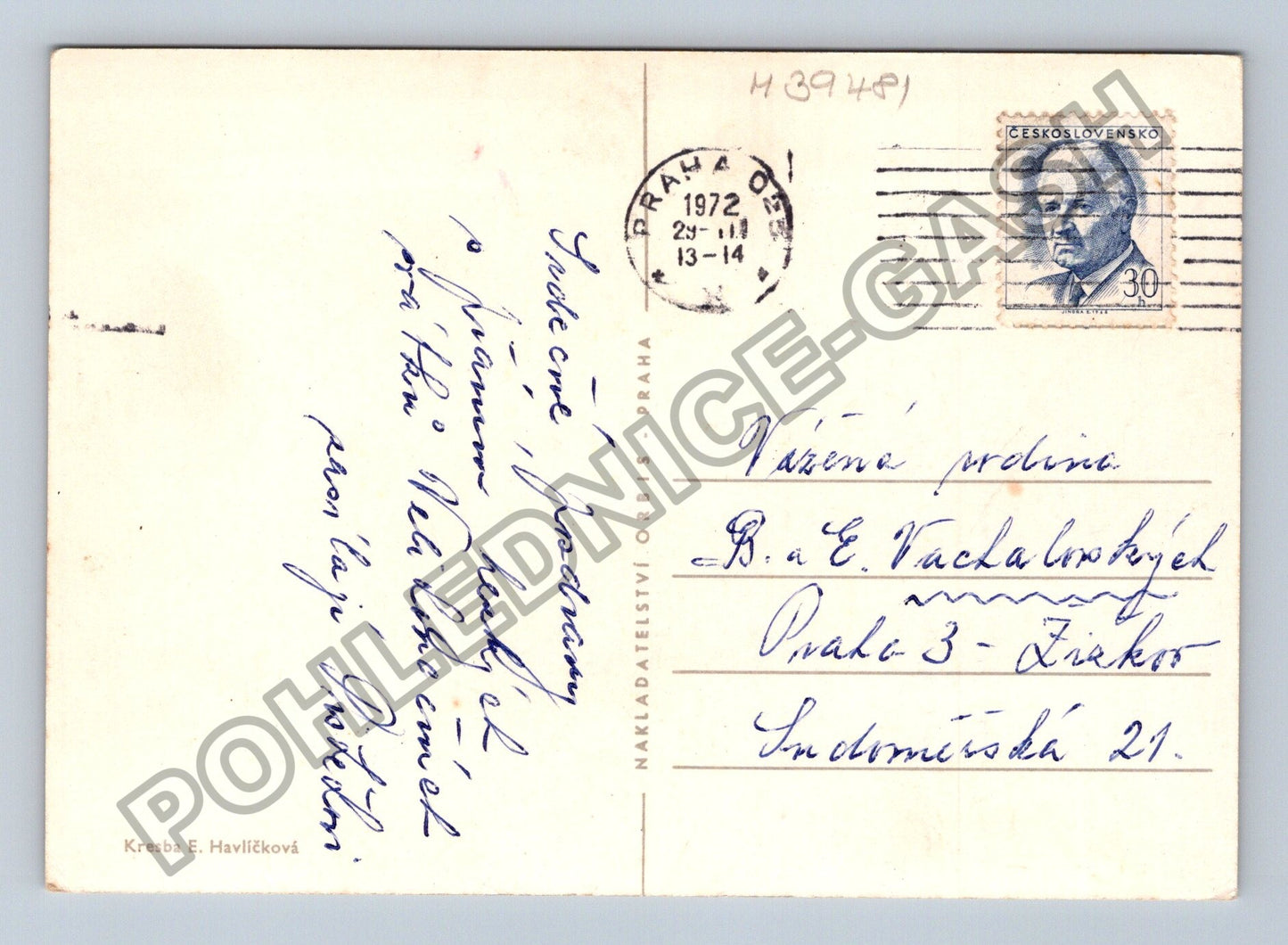 Pohlednice Velikonoce kuřátka v košíku Praha 1972 (M39481)
