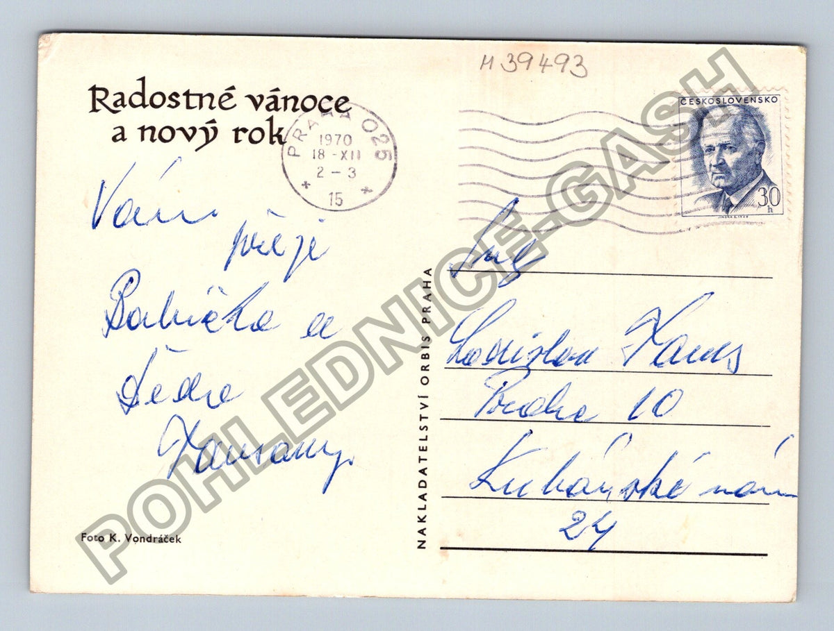 Pohlednice Vánoční zátiší s ovocem a lahvemi 1970 (M39493)