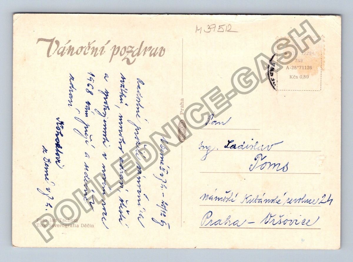 Pohlednice Vánoční pozdrav prskavka rachejtle 1968 (M39512)