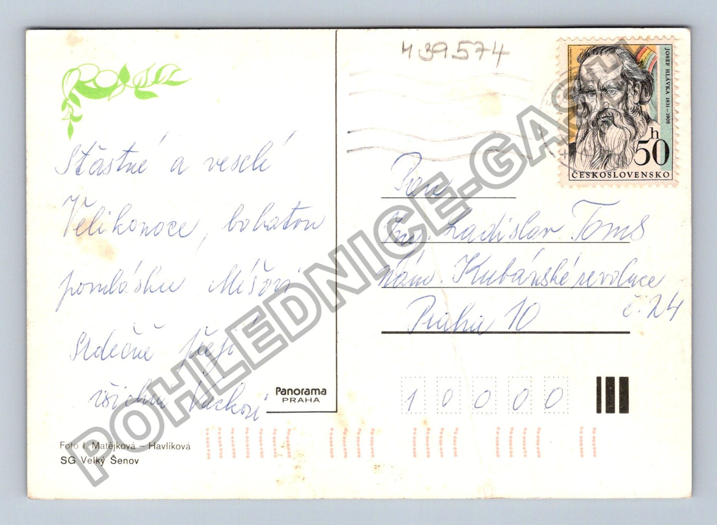 Pohlednice Velký Šenov krojovaná skupina u domu Velikonoce (M39574)