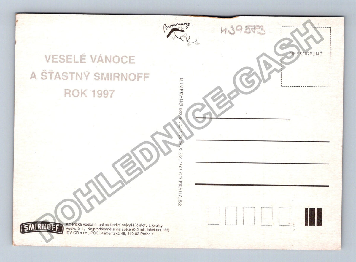 Pohlednice Vánoce Smirnoff reklama 1997 (M39583)
