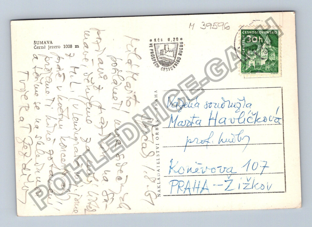 Pohlednice Šumava Černé jezero 1008 m 1967 (M39596)