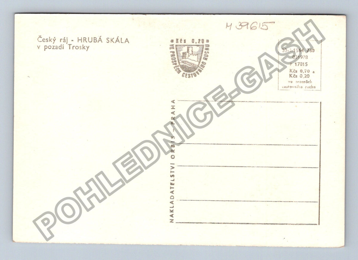 Pohlednice Český ráj Hrubá Skála v pozadí Trosky (M39615)