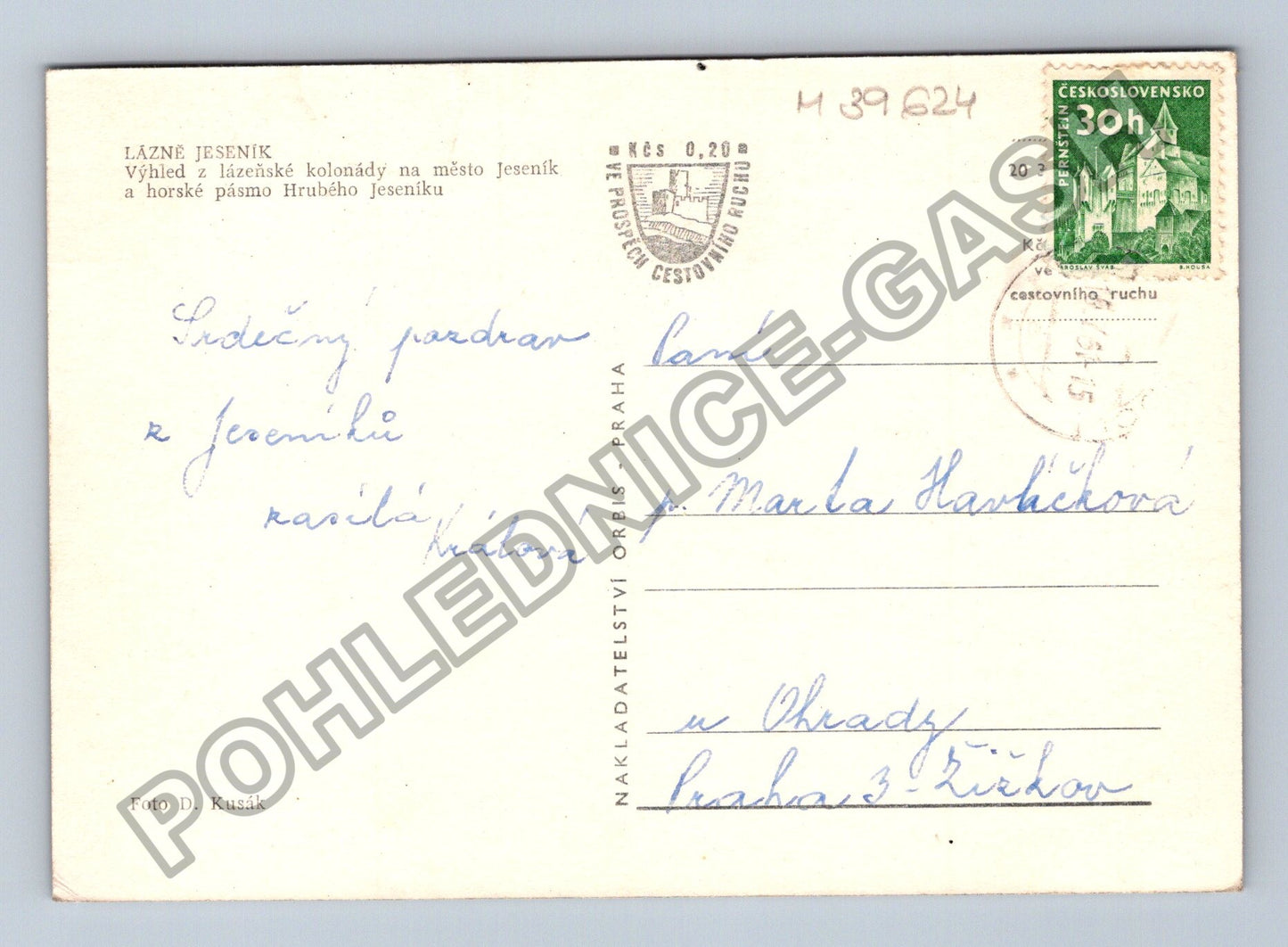 Pohlednice Lázně Jeseník výhled na město Hrubý Jeseník (M39624)
