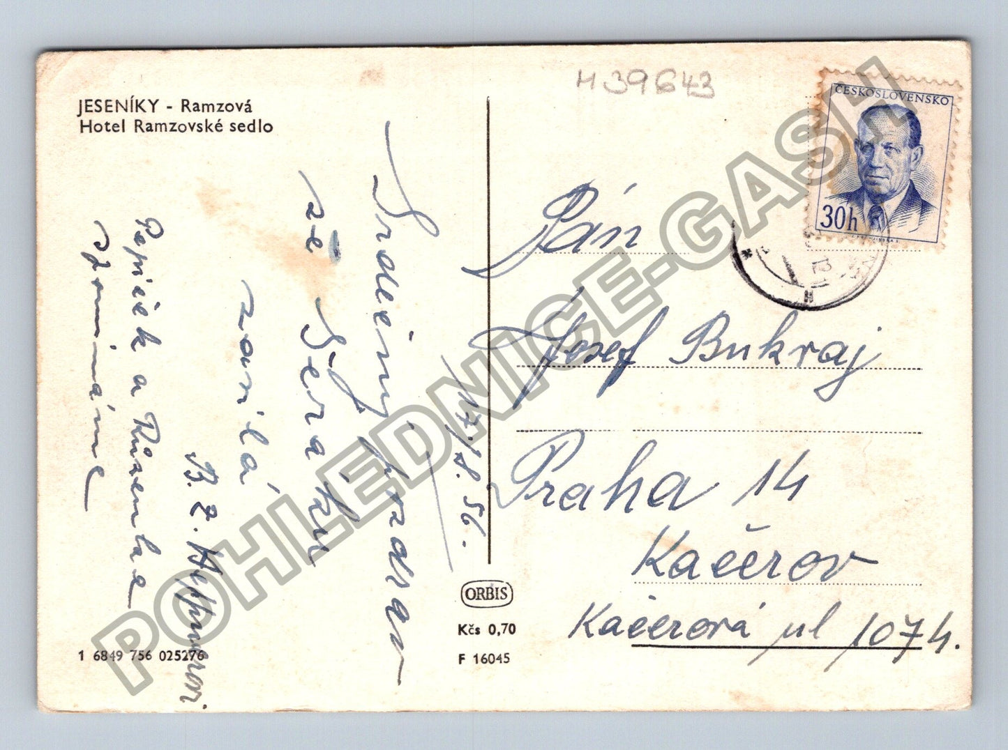 Pohlednice Jeseníky Ramzová Hotel Ramzovské sedlo 1952 (M39643)