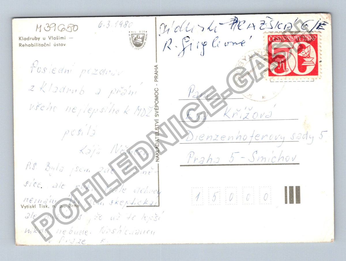 Pohlednice Kladruby u Vlašimi Rehabilitační ústav 1980 (M39650)