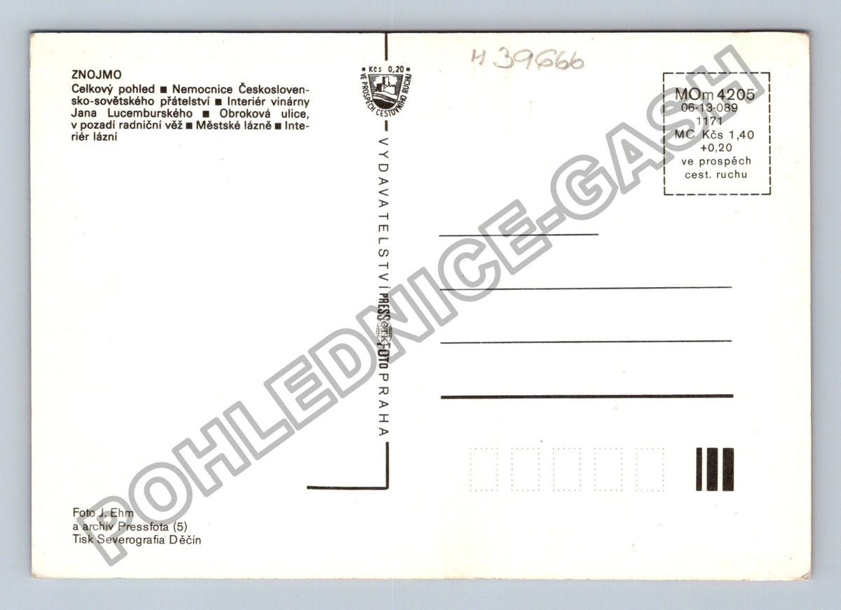 Pohlednice Znojmo celkový pohled nemocnice radniční věž (M39666)