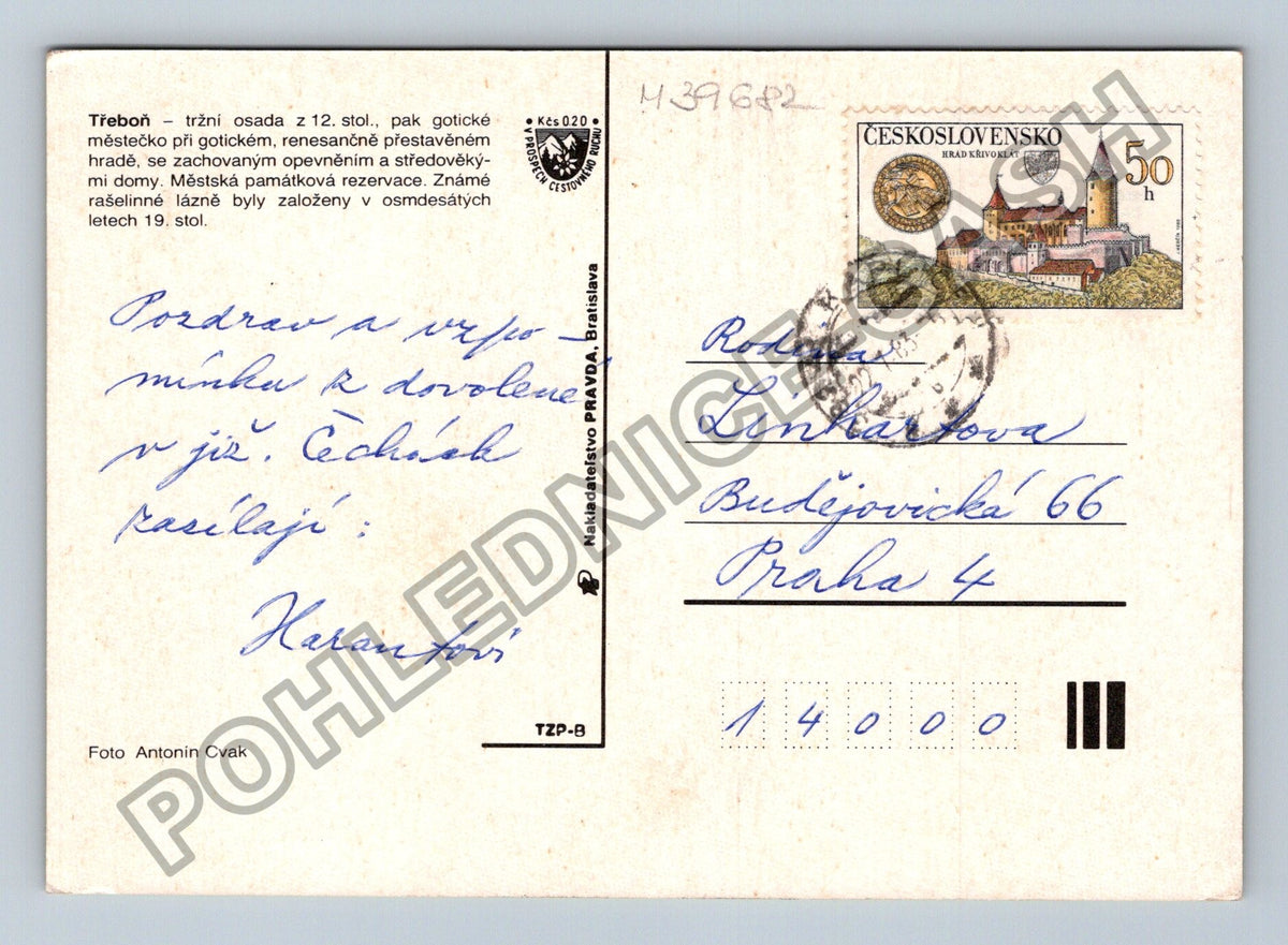Pohlednice Třeboň hrad náměstí rybník (M39682)