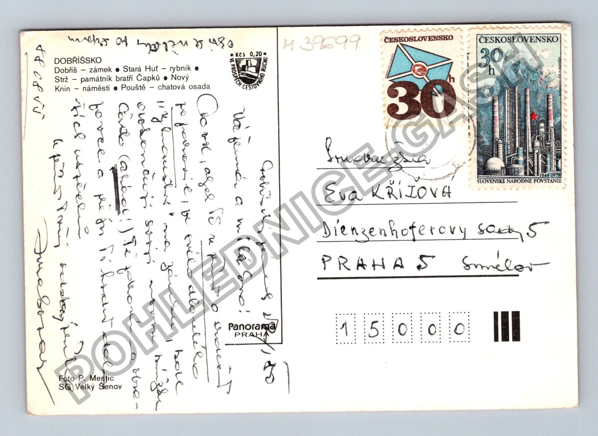 Pohlednice Dobříšsko zámek rybník kostel (M39699)