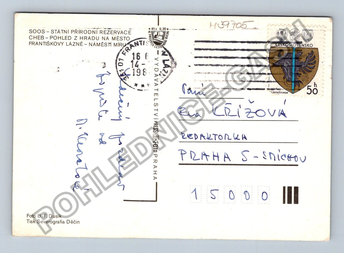 Pohlednice Františkovy Lázně Cheb Soos koláž motivů 1980 (M39705)