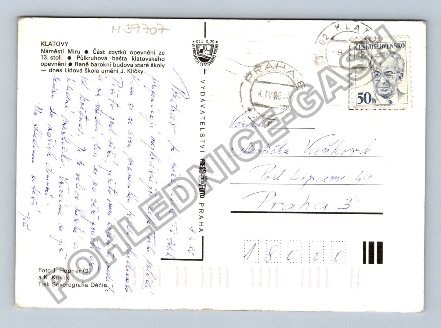 Pohlednice Klatovy náměstí Míru Půlkruhová bašta (M39707)