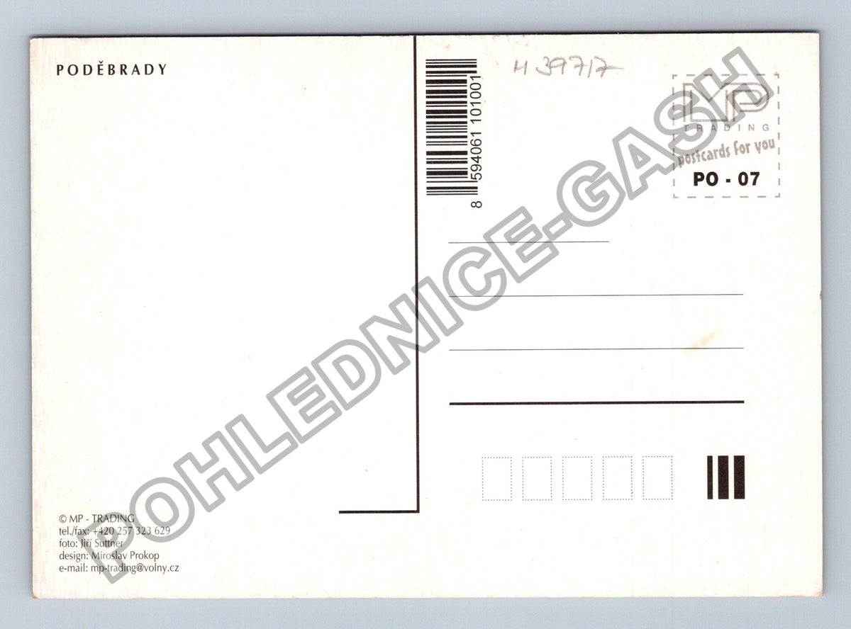 Pohlednice Poděbrady koláž motivů fontána lázeňské domy (M39717)