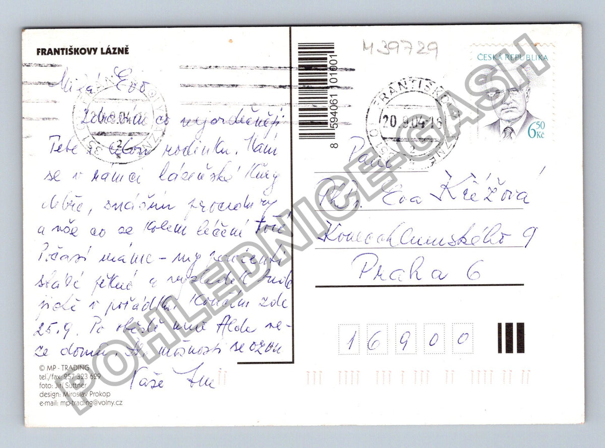 Pohlednice Františkovy Lázně koláž motivů 1994 (M39729)
