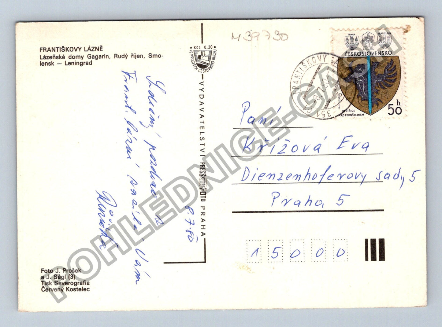 Pohlednice Františkovy Lázně lázeňské domy socha (M39730)
