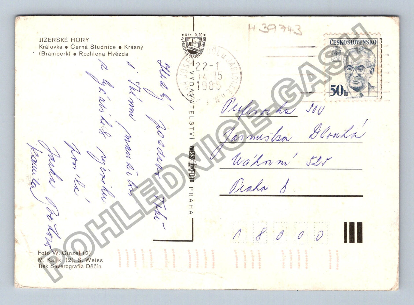 Pohlednice Jizerské hory Královka Černá Studnice Rozhledna (M39743)