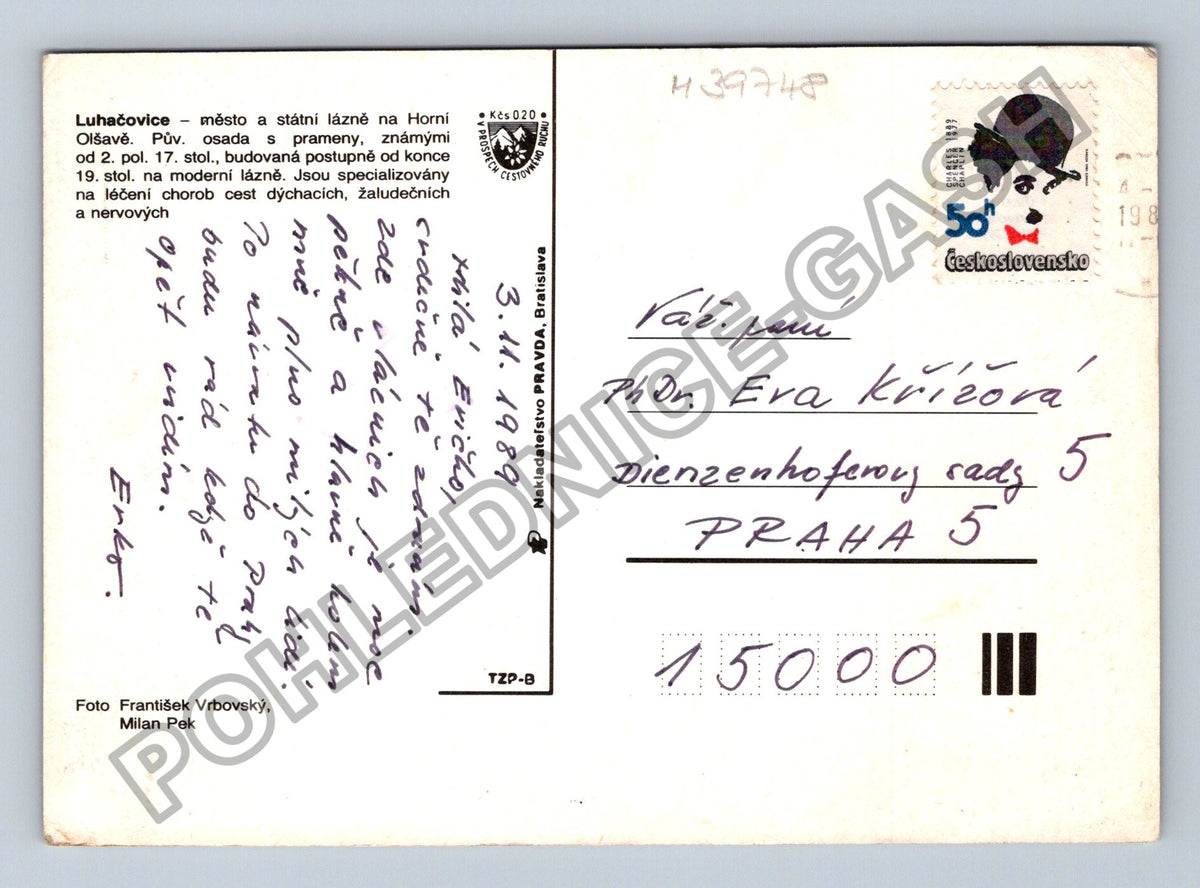 Pohlednice Luhačovice Společenský dům hotely 1989 (M39748)