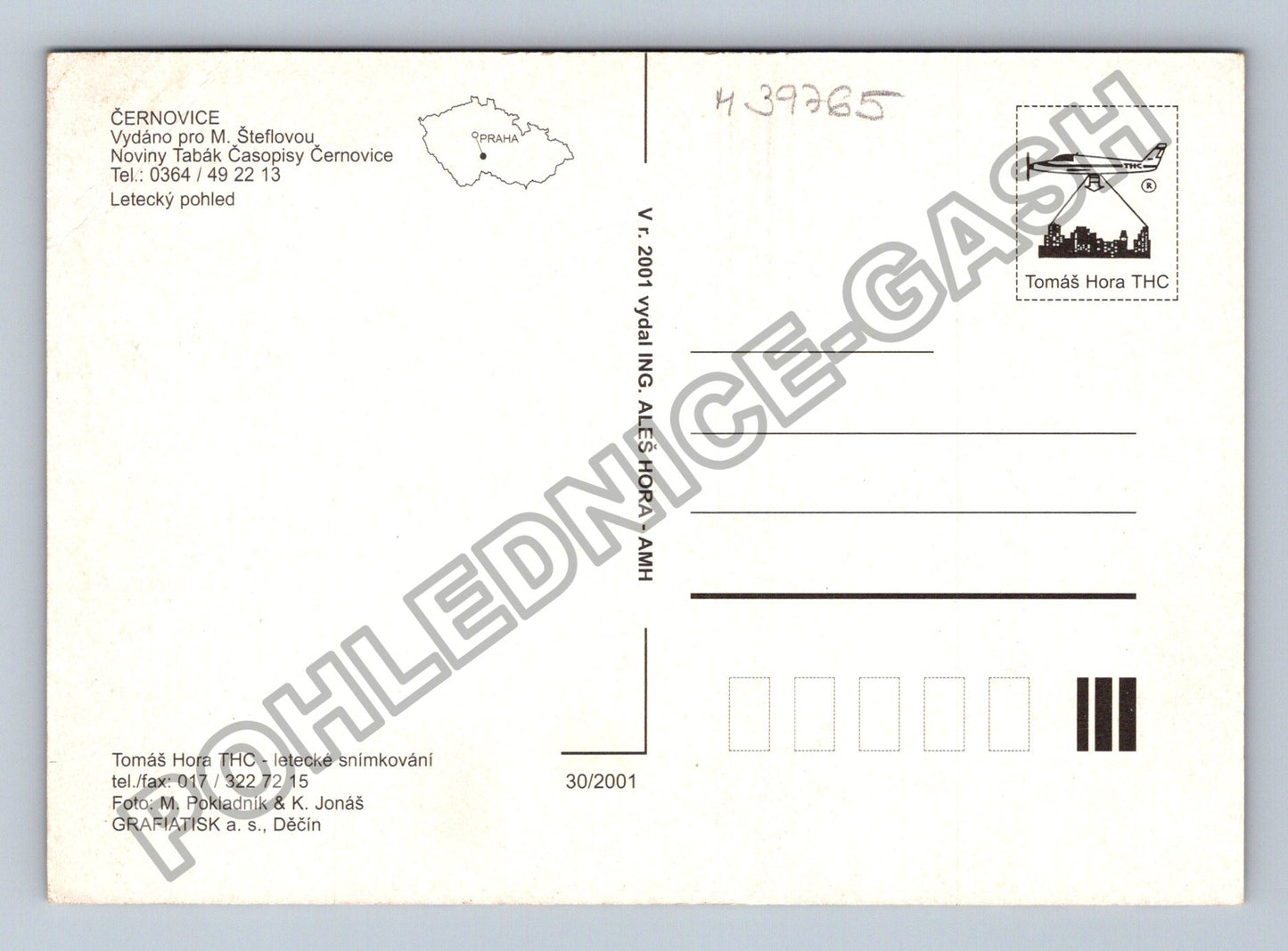 Pohlednice Černovice letecký pohled 2001 (M39765)