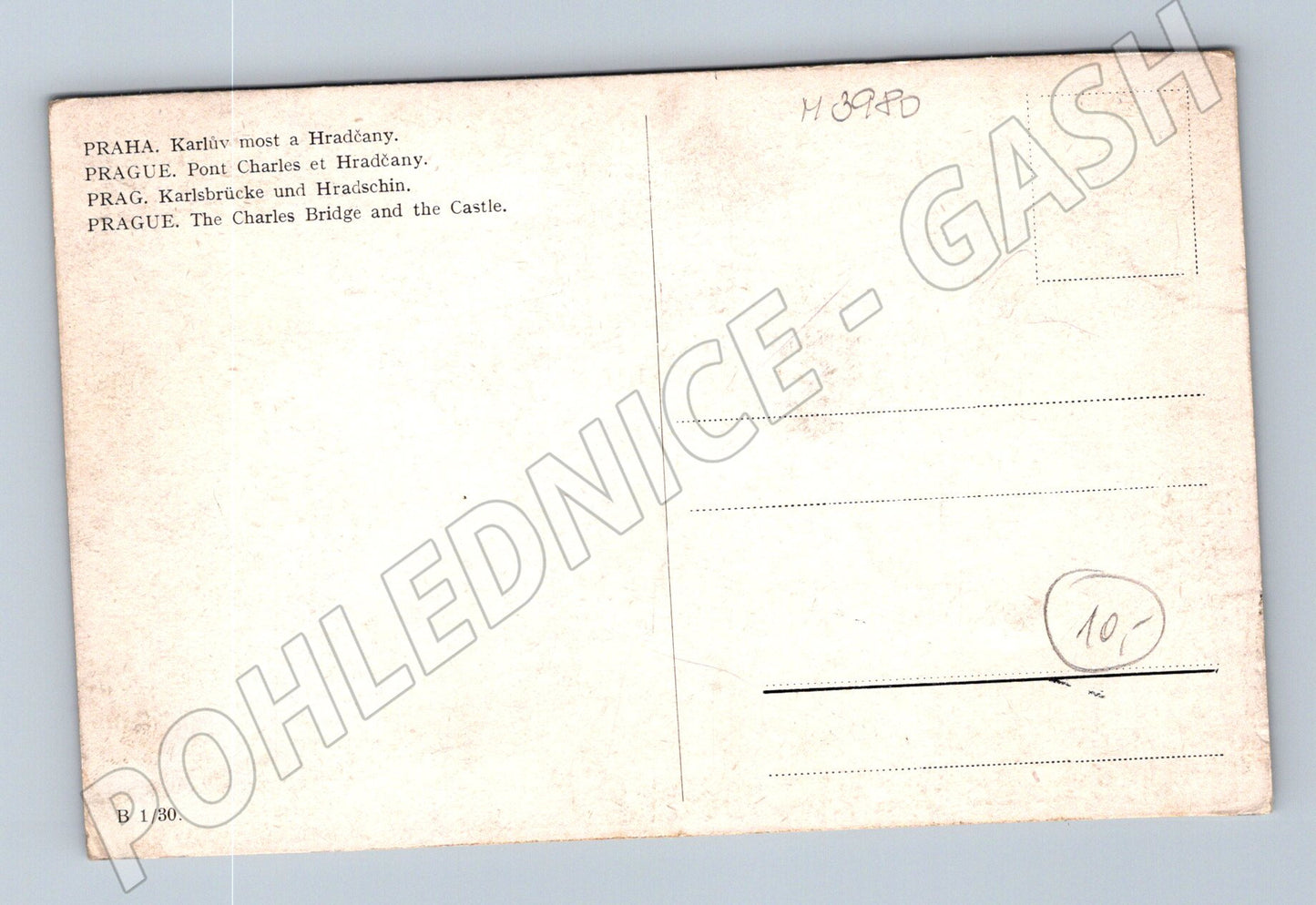 Pohlednice Praha Karlův most a Hradčany černobílá (M3980)