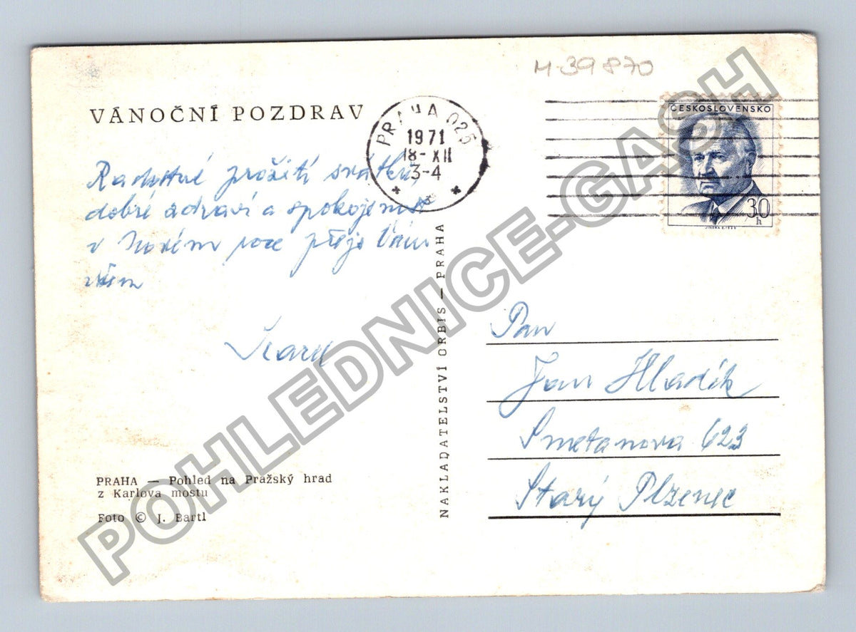 Pohlednice Praha Hradčany Karlův most zima 1971 (M39870)