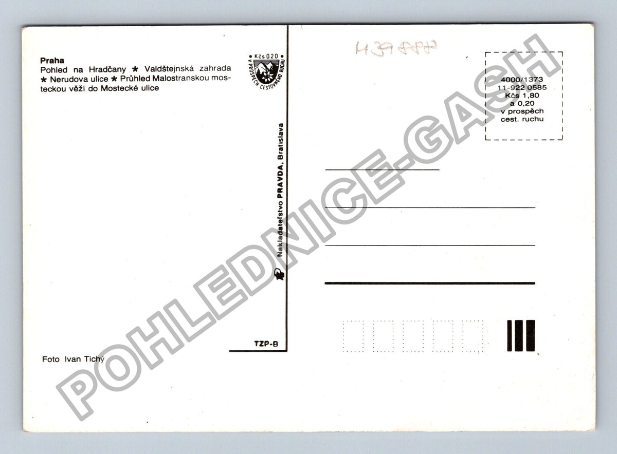 Pohlednice Praha Hradčany Valdštejnská zahrada Nerudova ulice (M39888)