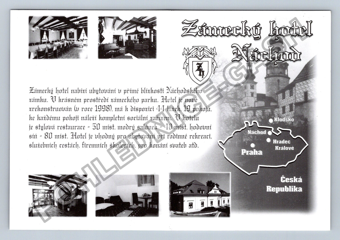 Pohlednice Zámecký hotel Náchod interiér exteriér (M39905)
