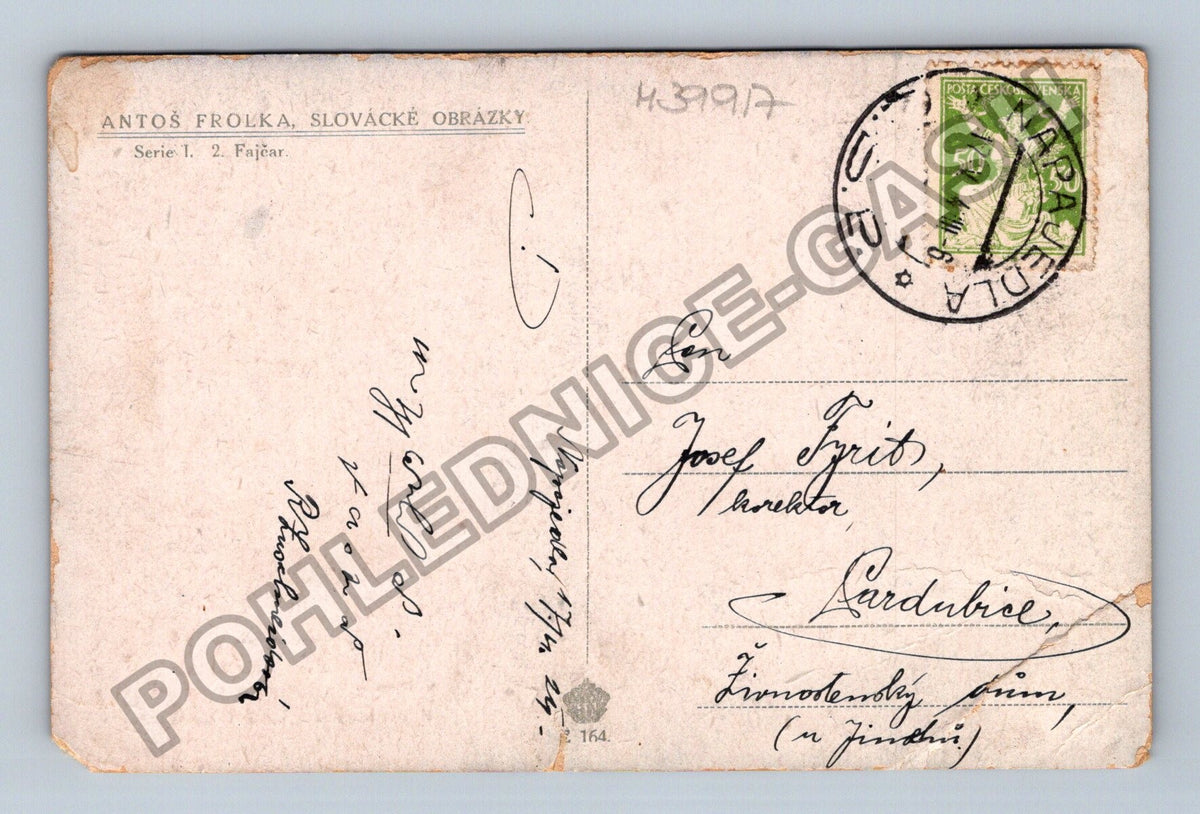 Pohlednice Antoš Frolka Slovácké obrázky Fajař (M39917)
