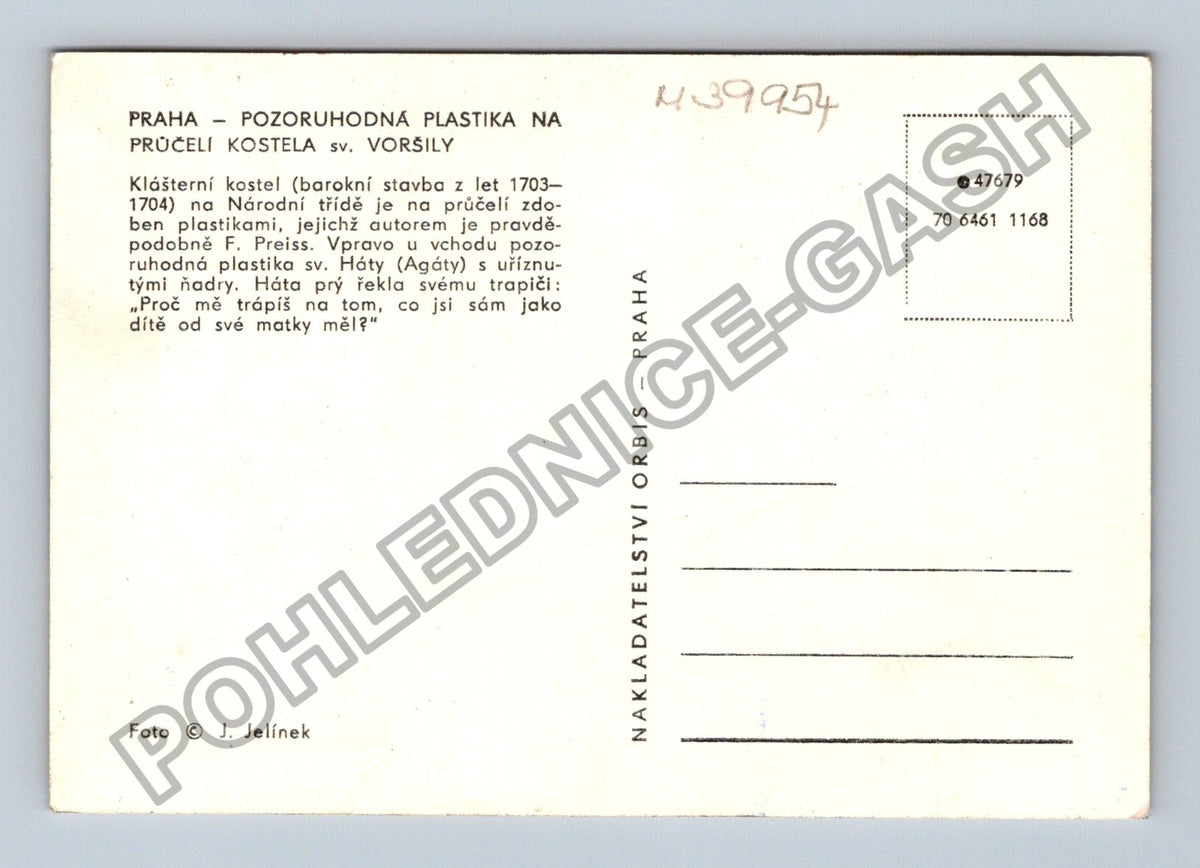 Pohlednice Praha plastika kostel sv Voršily (M39954)