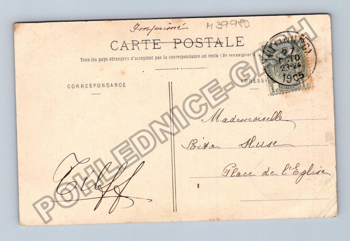 Pohlednice Francie pes v srdci květiny 1905 (M39980)