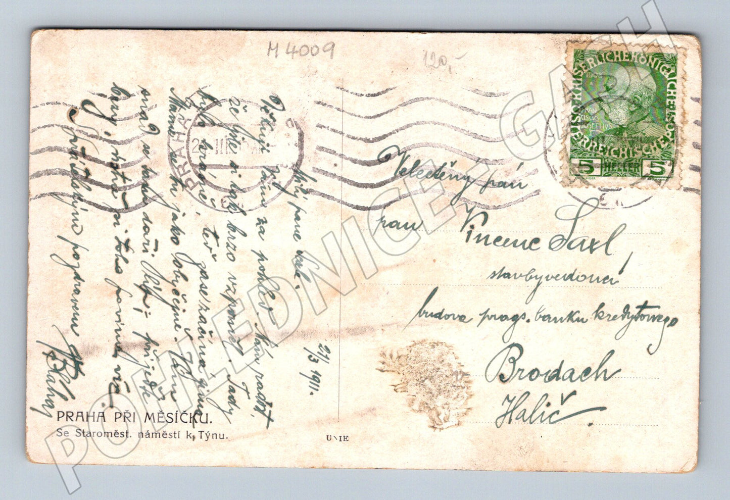 Pohlednice Praha Staroměstské náměstí při měsíčku (M4009)