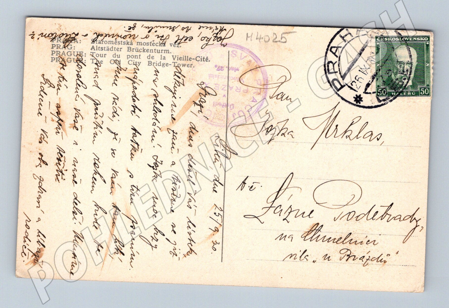 Pohlednice Praha Staroměstská mostecká věž 1936 (M4025)