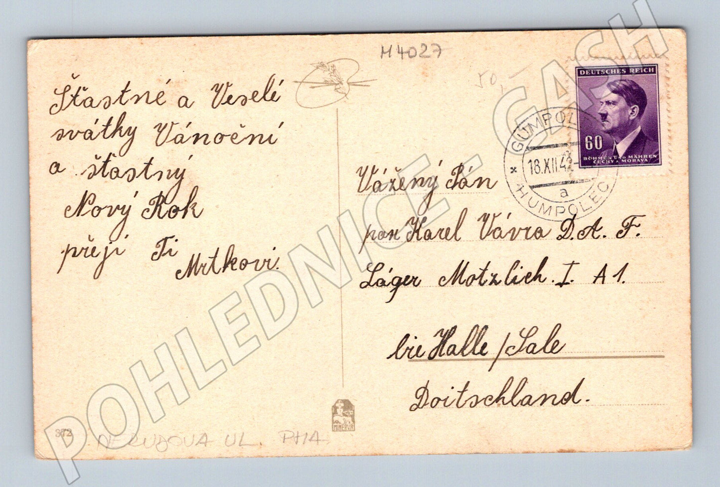 Pohlednice Protektorát vánoční motiv 1943 historická (M4027)