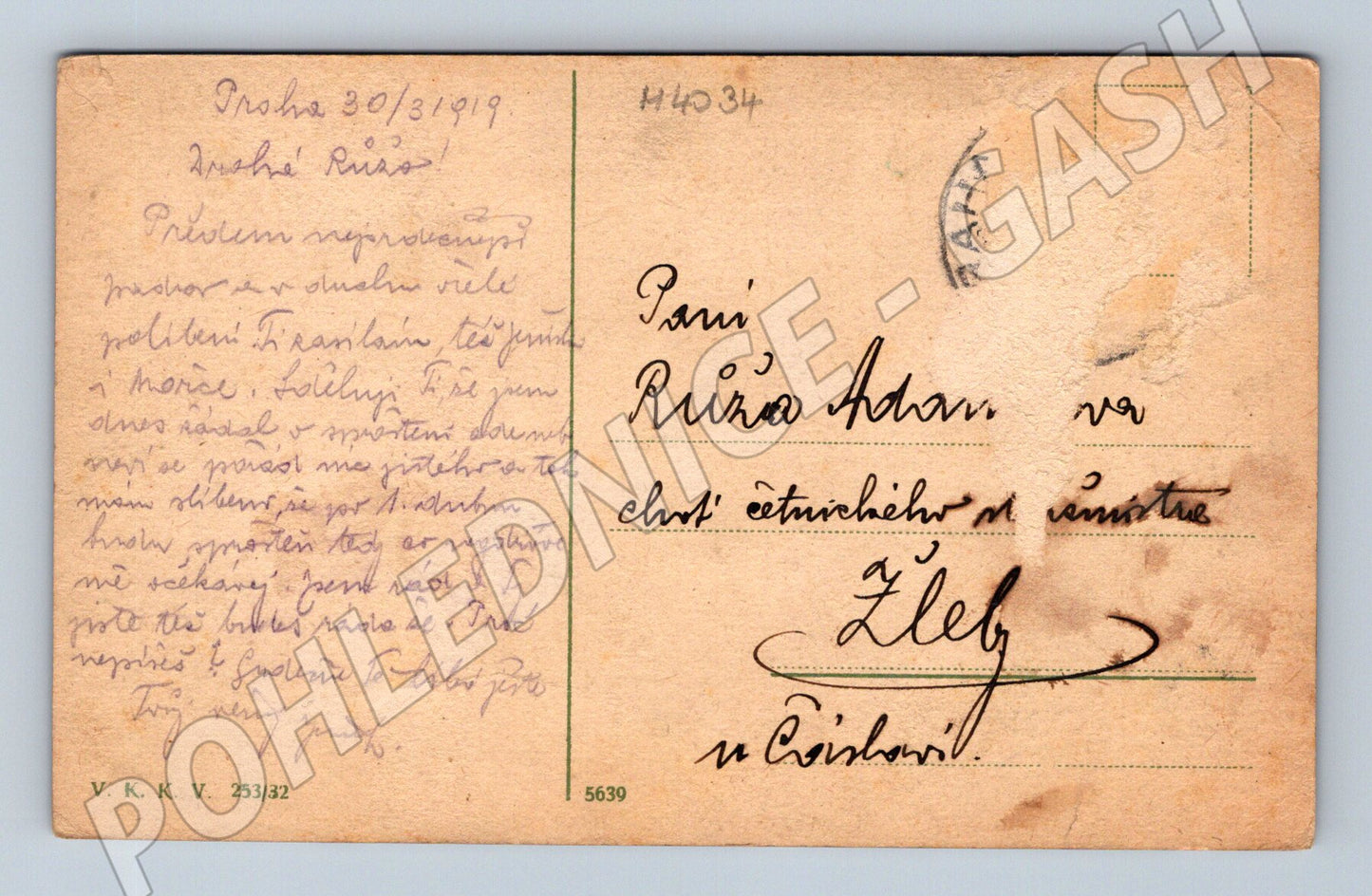 Pohlednice Praha Thunův zámek a Hradčany 1919 (M4034)