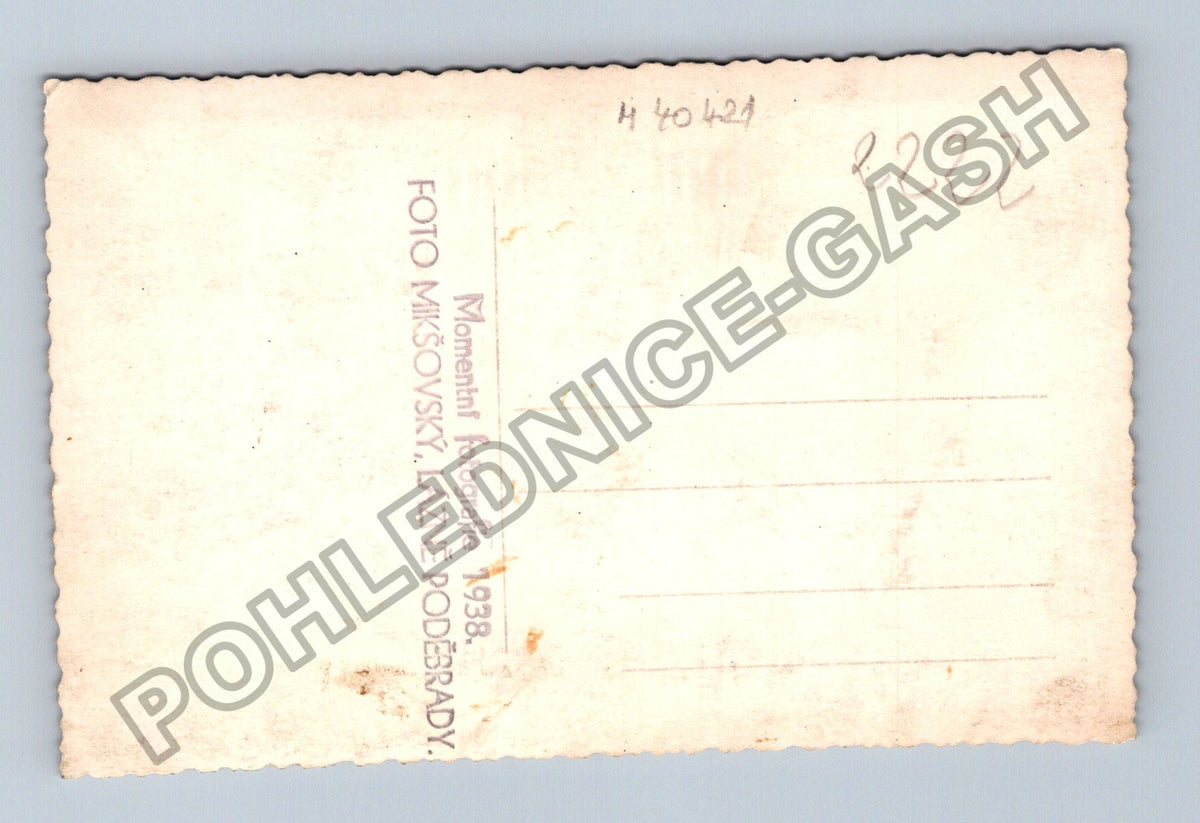 Stará fotografie Lázně Poděbrady skupina lidí s dítětem 1938 (M40421)