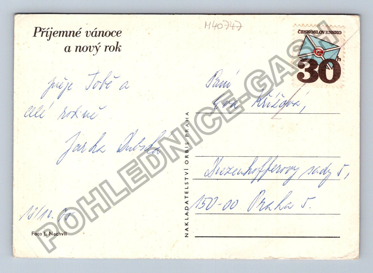 Pohlednice Vánoční novoroční zátiší jmelí prskavka (M40747)