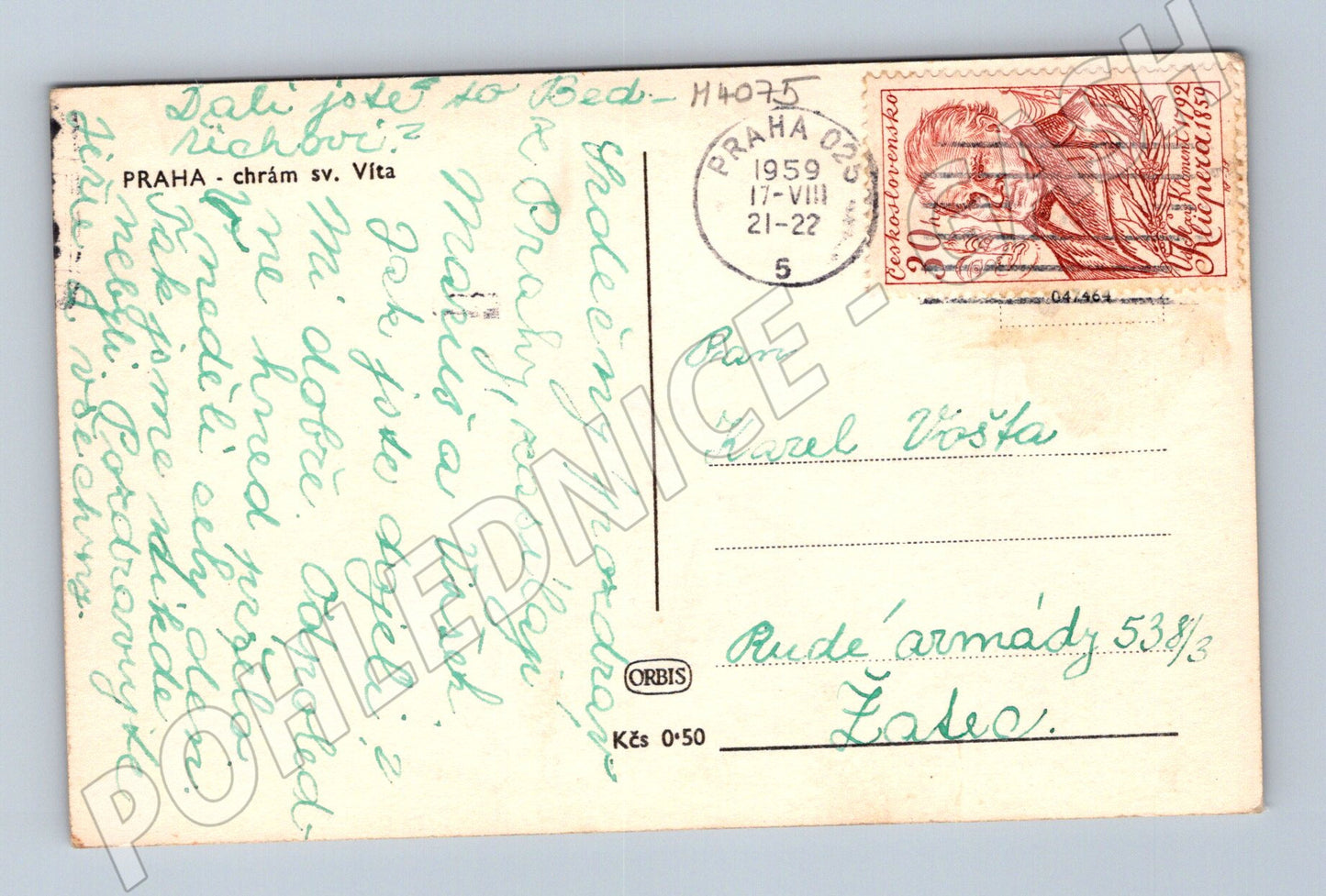 Pohlednice Praha Chrám sv Víta motiv 1959 (M4075)