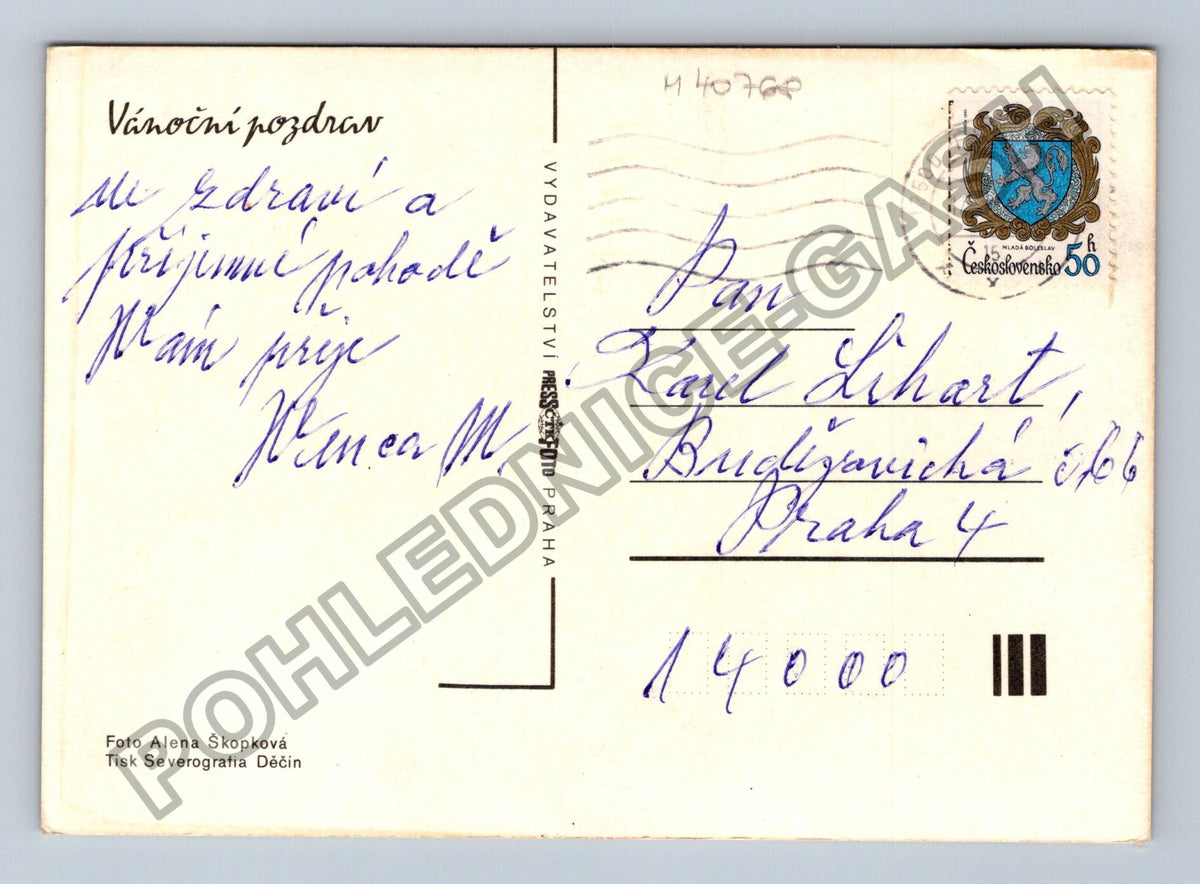 Pohlednice Vánoční pozdrav pletenec ořechy jehličí (M40768)