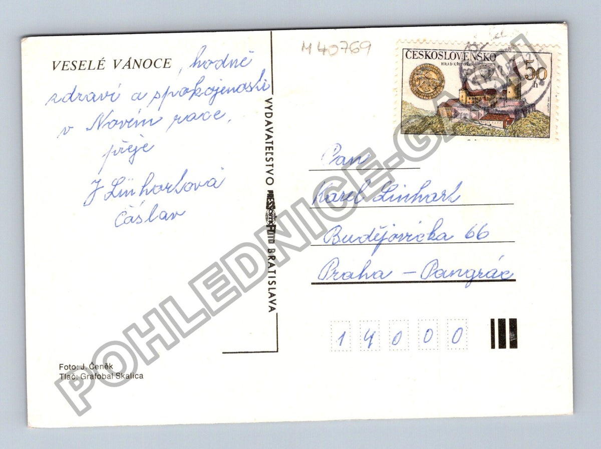 Pohlednice Vánoční zátiší jablko pomeranče ořechy svíčka (M40769)