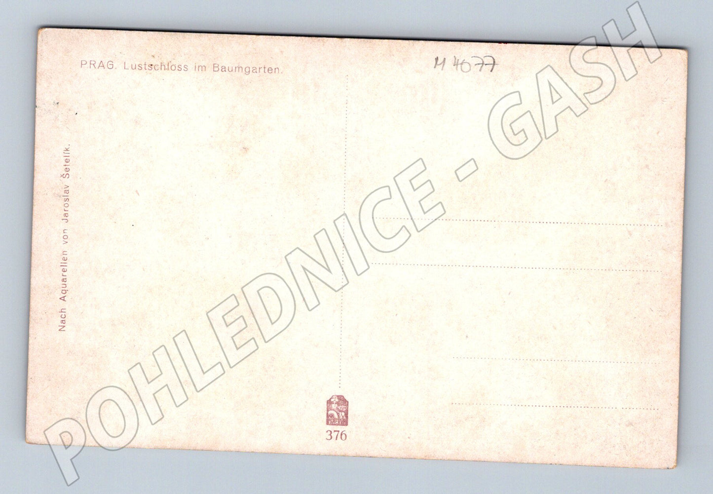Pohlednice Praha Lustschloss Baumgarten Šetelík (M4077)