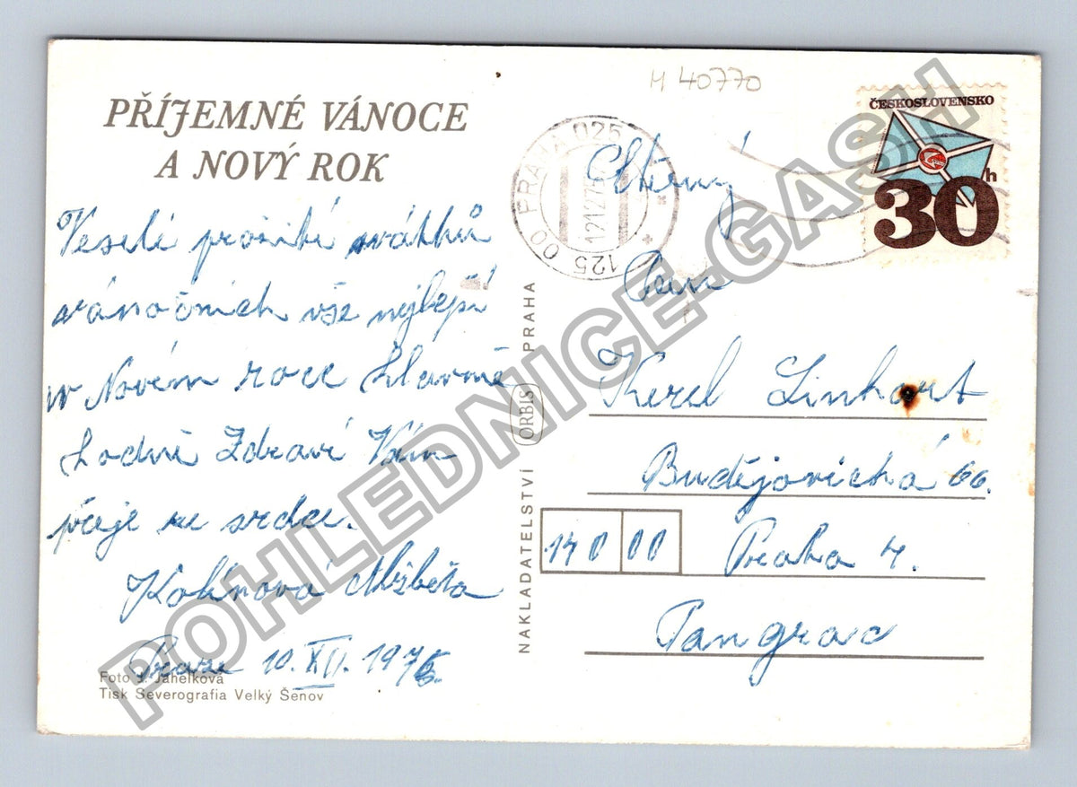 Pohlednice Vánoční motiv sklenice ozdoby 1976 (M40770)