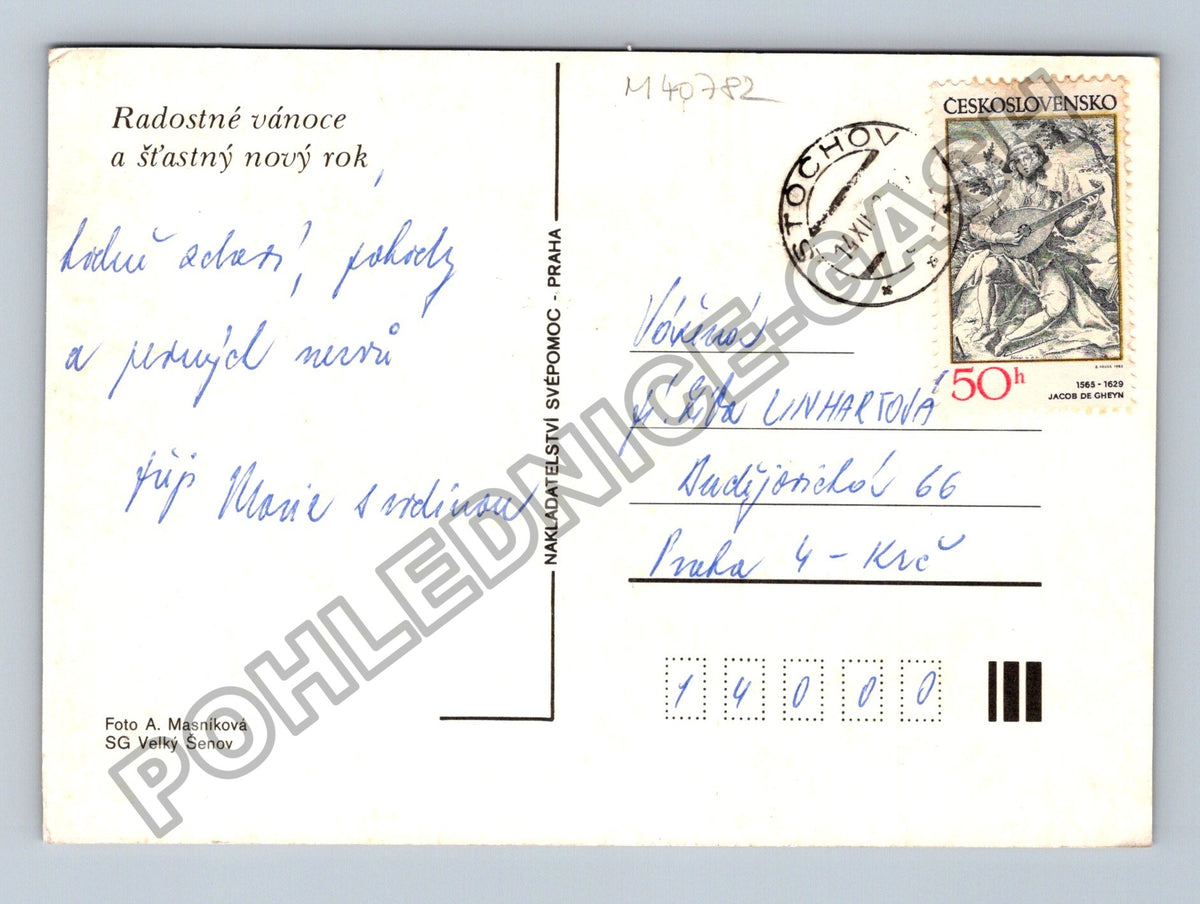 Pohlednice Vánoční zátiší jablka svíčka (M40782)