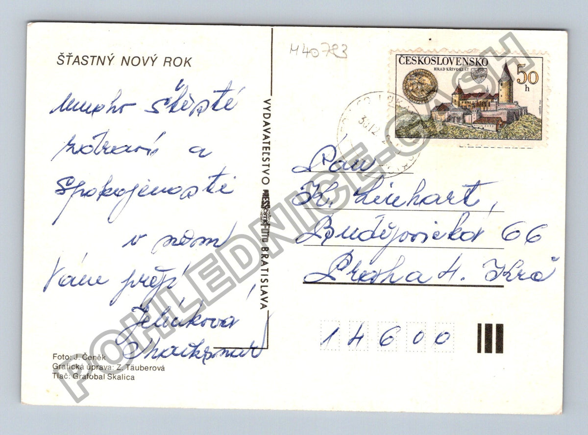 Pohlednice Šťastný Nový Rok hodiny (M40783)