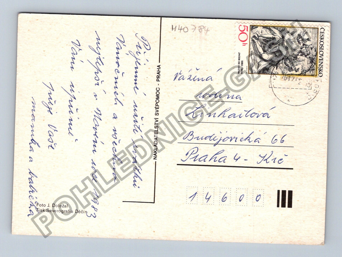 Pohlednice Vánoční motiv svíčka a ovoce 1983 (M40784)