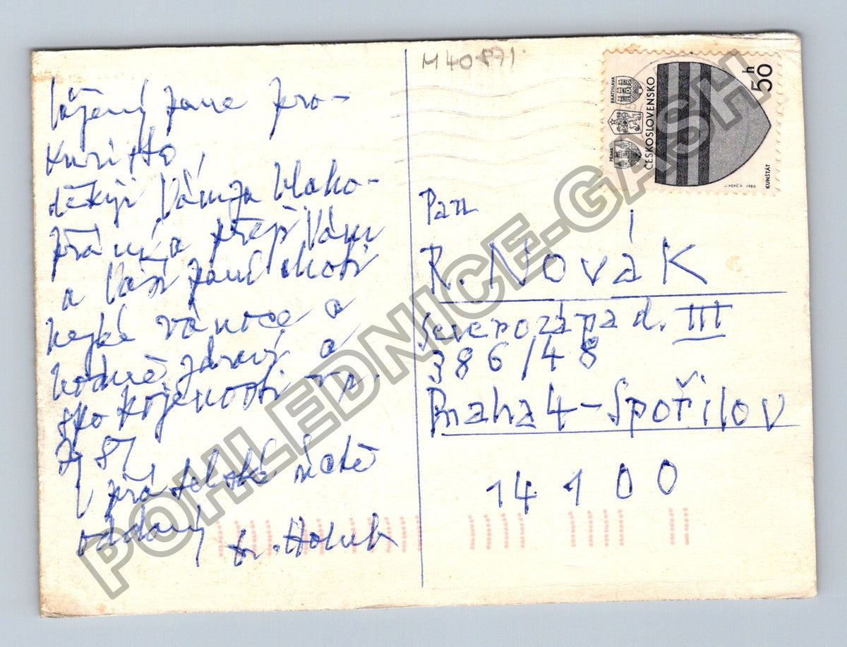 Pohlednice Zimní krajina bruslaři (M40871)