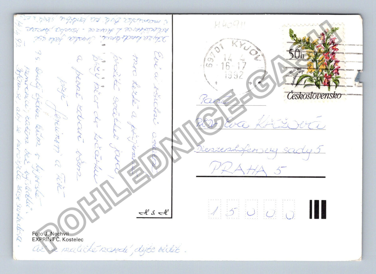Pohlednice Velikonoce kraslice vejce jabloňový květ 1992 (M40911)