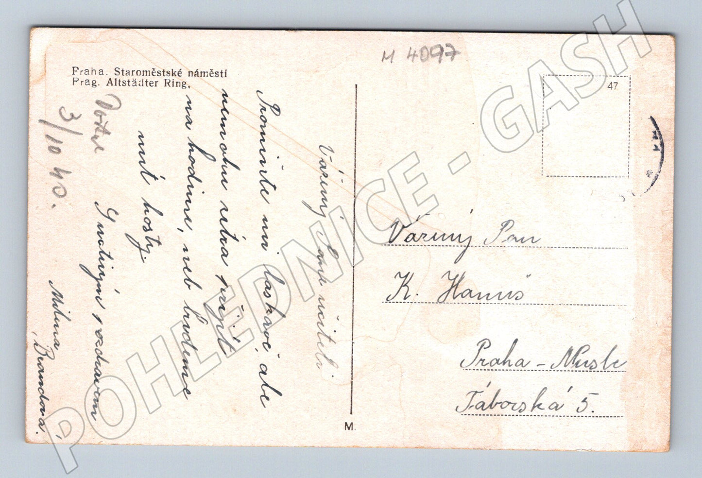 Pohlednice Praha Staroměstské náměstí 1940 (M4097)