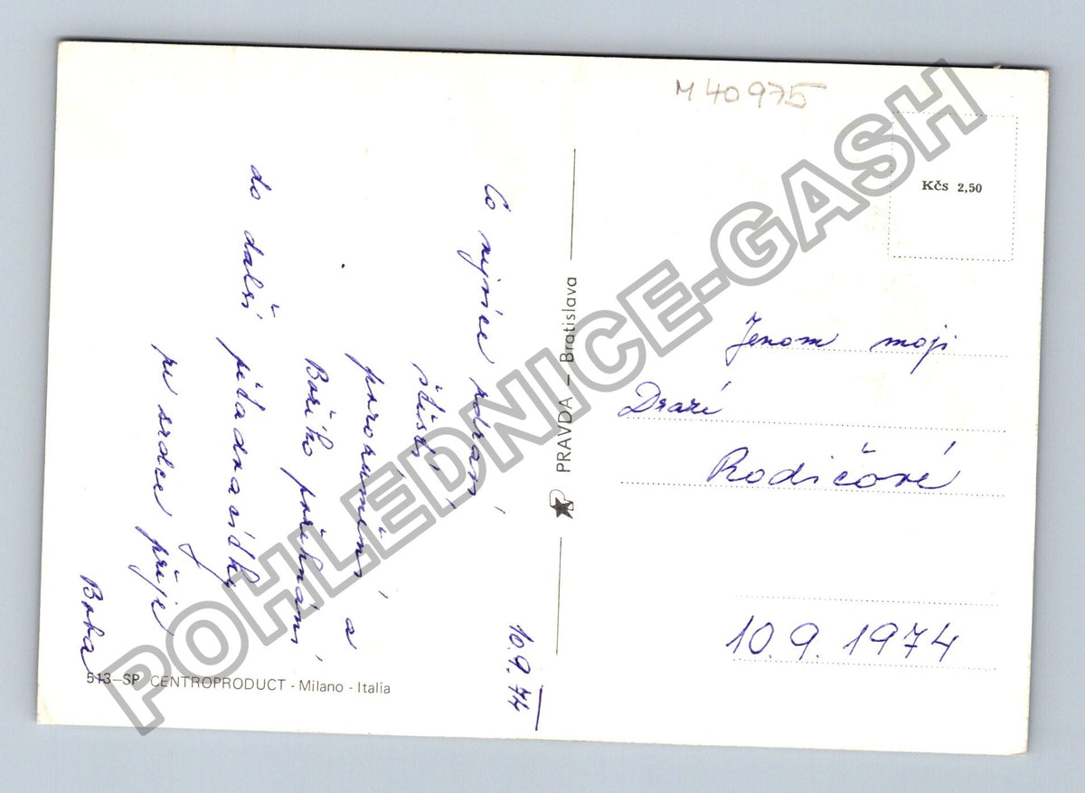 Pohlednice Itálie Bratislava růže a motýl 1974 (M40975)
