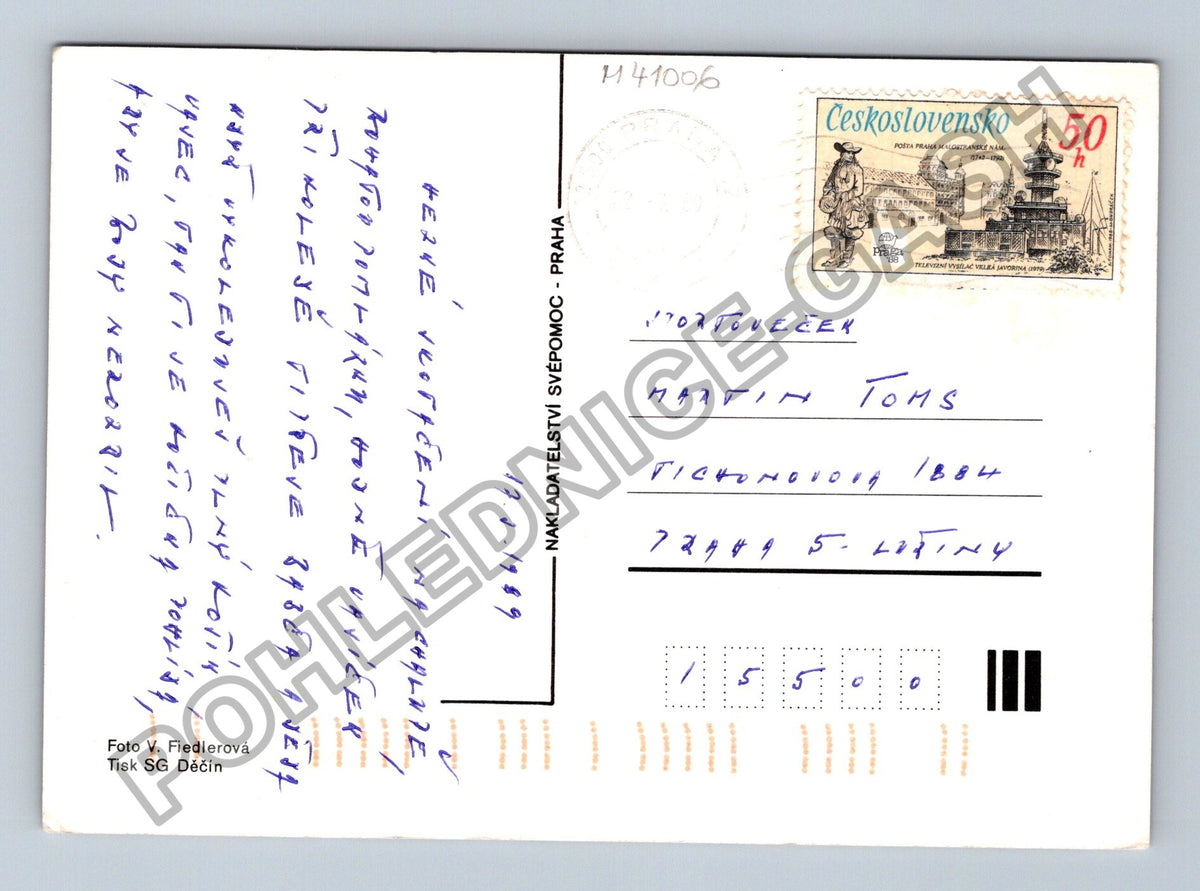 Pohlednice kočka s vajíčky Velikonoce 1989 (M41006)