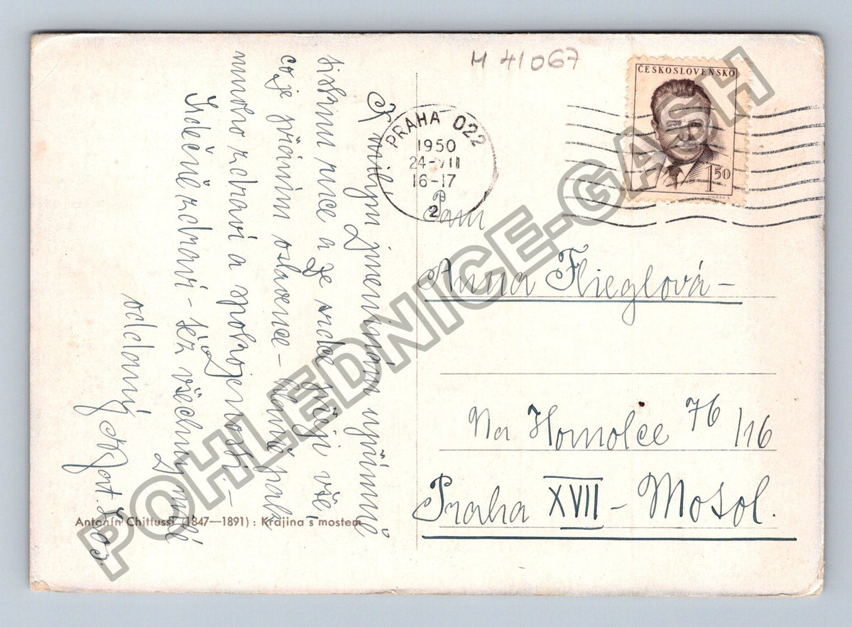 Pohlednice Krajina s mostem 1950 (M41067)