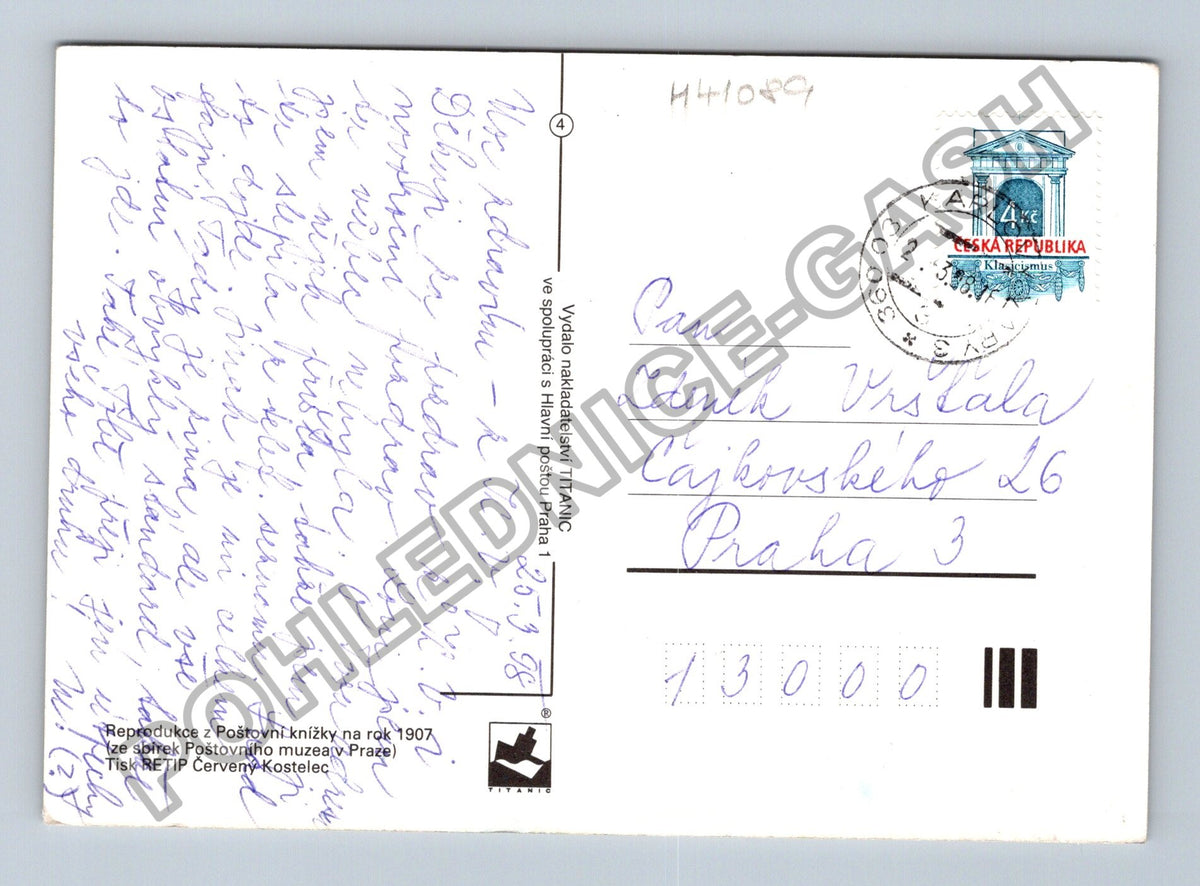 Pohlednice Pošťák a dívka s dopisem 1907 (M41089)