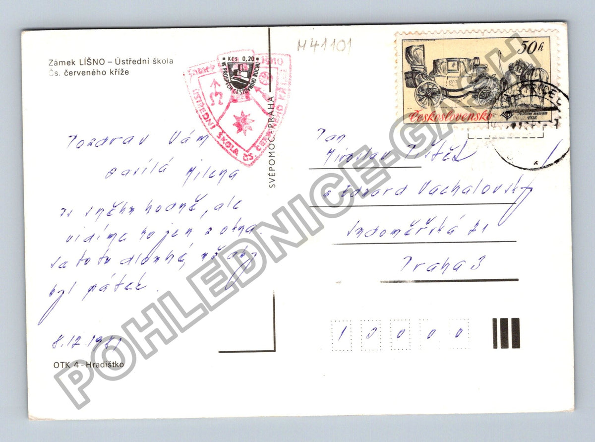 Pohlednice zámek Líšno 1981 (M41101)